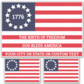 1776 Flagオプション文字USAベッツィ・ロス・コンター シール (正面)