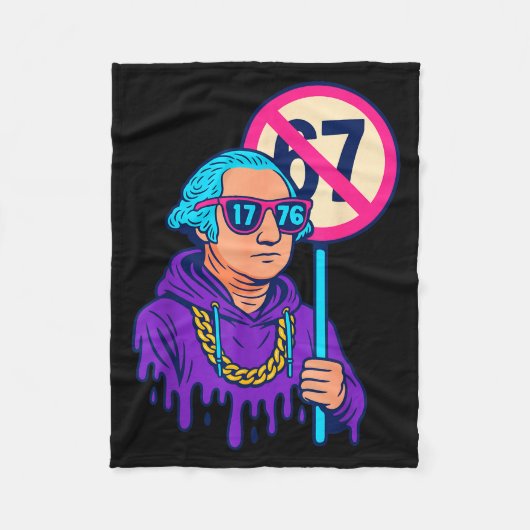 1776 Over 67 Funny Meme George Washington Drip  フリースブランケット (正面)
