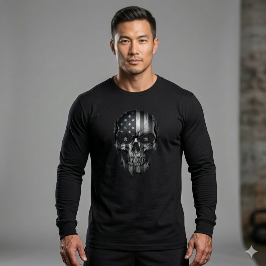 1776 Patriot Skull アメリカ国旗 250周年 Tシャツ