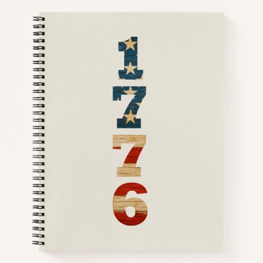 1776 Patriotic American Flag Notebook - Lined ノートブック (正面)