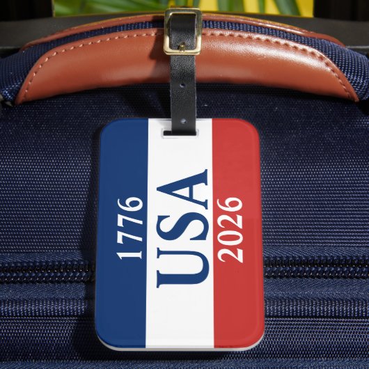 1776 USA 2026 レッド ホワイト ブルー 愛国 ラゲッジタグ (正面インサイチュ2)