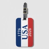 1776 USA 2026 レッド ホワイト ブルー 愛国 ラゲッジタグ (正面縦)