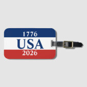1776 USA 2026 レッド ホワイト ブルー 愛国 ラゲッジタグ (正面横)