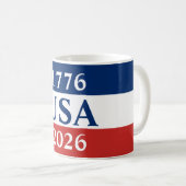 1776 USA 2026 Red White and Blue Patriotic コーヒーマグカップ (正面右)