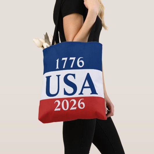 1776 USA 2026 Red White and Blue Patriotic トートバッグ (クローズアップ)
