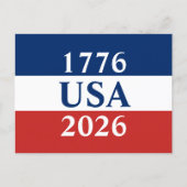 1776 USA 2026 Red White and Blue Patriotic ポストカード (正面)