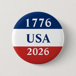 1776 USA 2026 Red White and Blue Patriotic 缶バッジ