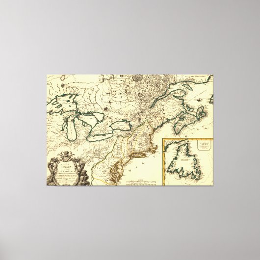 1778カナダと州の地統一された図 キャンバスプリント (正面)