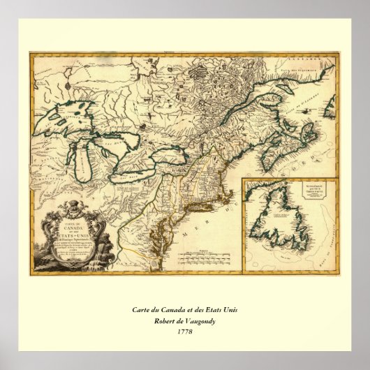 1778カナダと州の地統一された図 ポスター (正面)