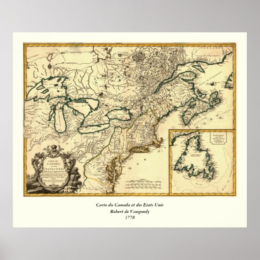 1778カナダと州の地統一された図 ポスター (正面)