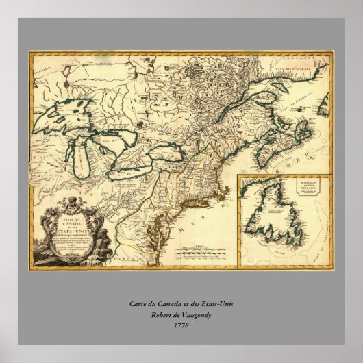 1778カナダと州の地統一された図 ポスター (正面)