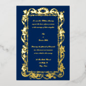 1778年アンティーク バロック ロココ フラワーリース ウェディング 箔招待状 (正面)