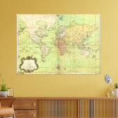 1778年ベリン航海のグ世界地図または地図 キャンバスプリント (インサイチュ (リビング))