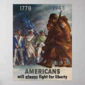 1778年、1943年アメリカ人は自由のために常に戦う ポスター (正面)