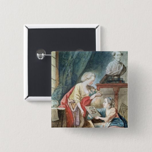 1780年にNecker家族 缶バッジ (正面&裏面)