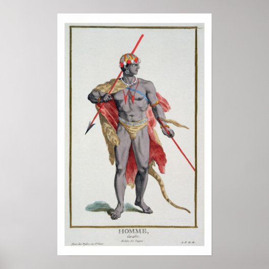 1780年の男カリブの人(色版木、銅版、版画) ポスター (正面)