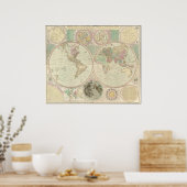 1780年世界地図 ポスター (キッチン)