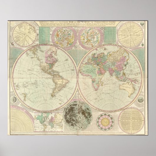 1780年世界地図 ポスター (正面)