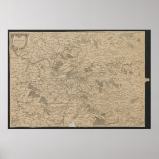 1780 Map of Paris, Historic City Map, Antique Plan ポスター