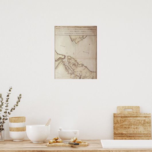 1781年ヨークタウン包囲戦のイギリスの地図 ポスター (キッチン)