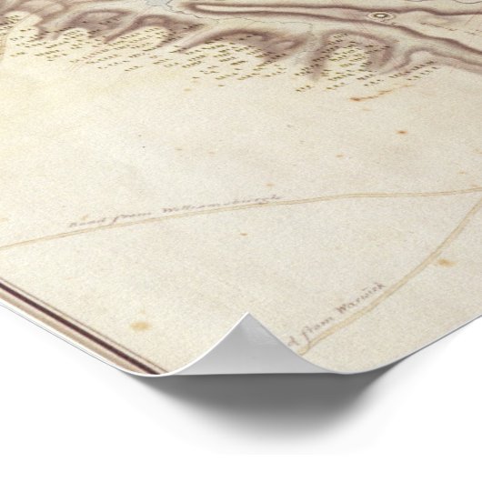 1781年ヨークタウン包囲戦のイギリスの地図 ポスター (角)