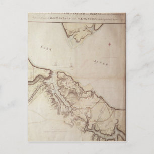 1781年ヨークタウン包囲戦のイギリスの地図 ポストカード