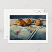 1786キルト葉書の桃 ポストカード (正面/裏面)