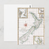 1787ニュージーランドの地図 ポストカード (正面/裏面)