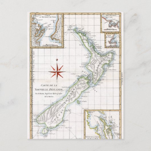 1787ニュージーランドの地図 ポストカード (正面)