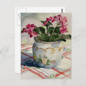 1790青いポットポストカードのアフリカのバイオリン ポストカード (正面/裏面)