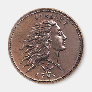 1793年の流れる毛米国のペニー マグネット