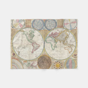 1794二重半球の地図 フリースブランケット