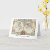 1794年からの旧世界の地図-幸せな記念日 カード (黄色い花)