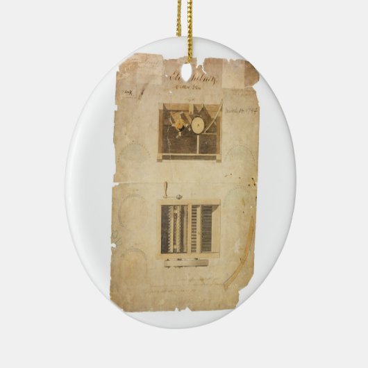 1794年に綿ジンのためのEliウィットニーのパテント セラミックオーナメント (右)