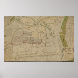 1794年のゲルリッツの水道システム計画図 ポスター