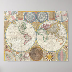 1794年の世界地図 ポスター