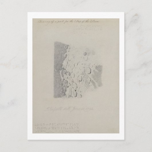 1794年の月の地図のスケッチ（p上の鉛筆） ポストカード (正面)