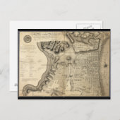 1796年からのフィラデルフィアペンシルバニアの古い地図 ポストカード (正面/裏面)