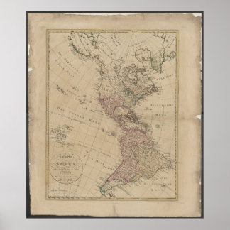 1796年ドイツ製南北アメリカ地図 ポスター