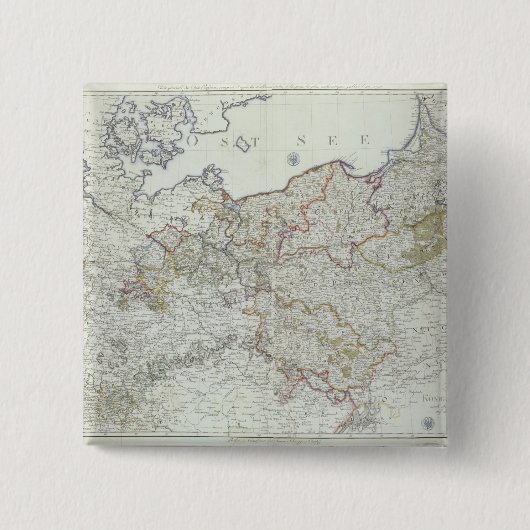 1799年にプロイセンの州の地図 缶バッジ (正面)
