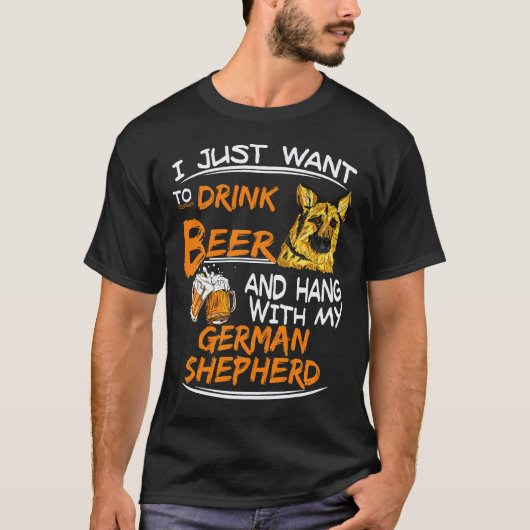 17 私はビールを飲んでゲルマンと一緒に過ごしたいだけ Tシャツ (正面)