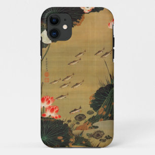 17. 蓮池遊魚図、はすが付いている若冲の池、Jakuchū iPhone 11 ケース