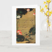 17. 蓮池遊魚図, 若冲 Pond with The Lotus, Jakuchū カード (黄色い花)