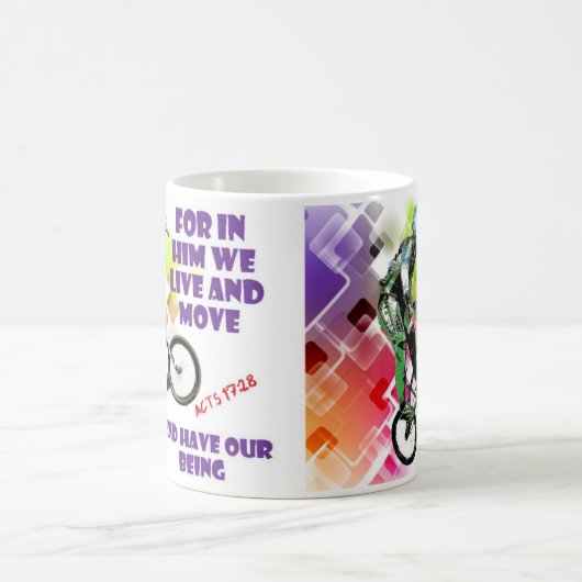 17:28の聖書のマグのマウンテンバイクは機能します コーヒーマグカップ (中央)