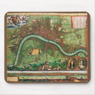 17 Century Antique London Street Map マウスパッド