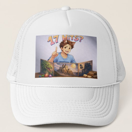 17 HITS? Funny RPG Anime T-Shirt | Dungeon Master  キャップ (正面)