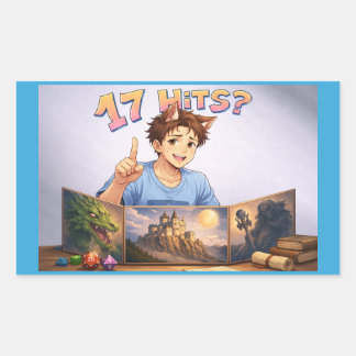 17 HITS? Funny RPG Anime T-Shirt | Dungeon Master  長方形シール