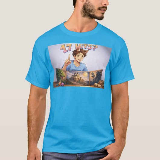 17 HITS? Funny RPG Anime T-Shirt | Dungeon Master  Tシャツ (正面)