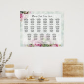 17 Table Pink Roses Wedding Seating Chart ポスター (キッチン)