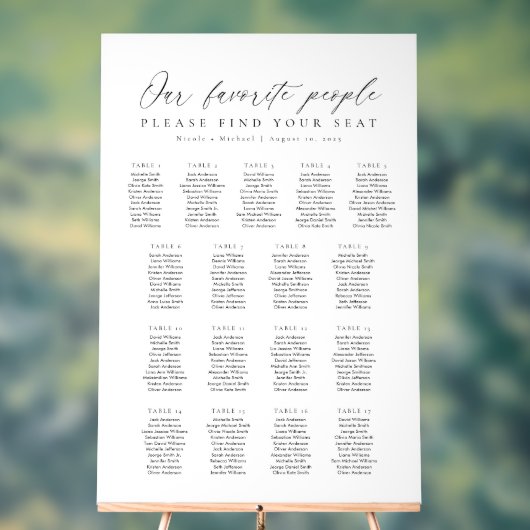 17 Tables Favorite People Acrylic Seating Chart アクリルサイン (ニュートラル)